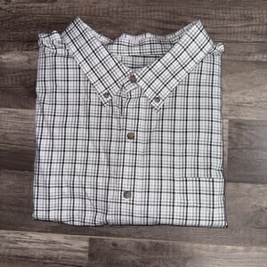 Harbor Bay Shirt Mens 3XL White/black Plaid Short Sleeve Button Down Classic